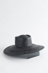 LUNARIA BLACK STRAW HAT